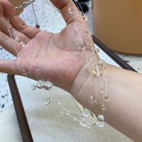 Collier pour femme fait main au design unique, chaîne de suspension inspirée de la rosée avec des perles de cristal transparentes, pendentif tendance