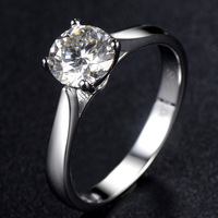 Bague Solitaire Éblouissante en Moissanite Ronde, en Argent Sterling 925, Sertie à Griffes, pour Femme