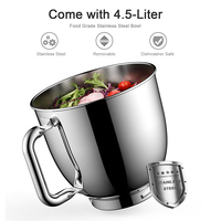 Nouvelle arrivée, batteur sur socle électrique professionnel, bol mélangeur en acier inoxydable de 4,5 L, design à tête inclinable, 1300 W, appareil de cuisine domestique