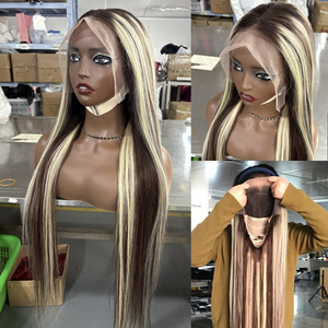 New Design 613 with #27 Color Highlight <strong>Wig</strong> SDD Raw Indian <strong>Hair</strong> 300% Density 13x4 13x6 Straight <strong>Wigs</strong> <strong>Human</strong> <strong>Hair</strong> Lace Front - Product Image 4
