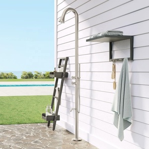 Douche solaire extérieure en acier inoxydable, adaptée aux piscines, aux jardins domestiques, équipée d'une douchette et d'une douche pour les pieds. - Product Image 1