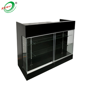 Nhà máy trực tiếp cửa hàng 6 chân bằng gỗ gờ đầu tiền mặt đăng ký truy cập với kính hiển thị trường hợp phía trước - Product Image 1