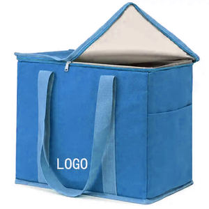 Многоразовый складной сверхбольшой холщовый изолированный мешок с индивидуальным логотипом продуктовый Термоизолированный кулер для доставки еды - Product Image 1