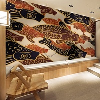 Drapeau japonais de la carpe peint à la main ukiyo-e sushi restaurant papier peint autocollant 3d papier peint