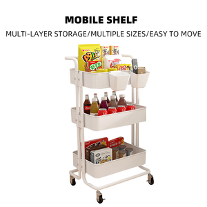 Wheeled 3/4/5 Layer Salon Trolley Toilet <b>Storage</b> Rack Living Room Floor Mobile Snack Portable Versatile Household <b>Storage</b> Rack - Product Image 2