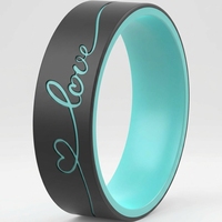 Bague en silicone gravée au laser OEM pour elle - Bague d'anniversaire bicolore personnalisée avec logo, alliance de fiançailles et de promesse en caoutchouc pour femme