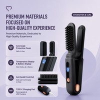 Spazzola Lisciante e Piastra 2 in 1 Senza Fili Torlin, Ricaricabile, Display LCD, USB Type-C, Batteria 3500mAh