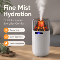 Diffuseur d'arômes flamme nouvelle génération transfrontalier, humidificateur de bureau rechargeable par USB, brumisation à 3 vitesses, silencieux 36 dB, hydratation maison/bureau