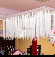 Décorations de plafond pour mariage, fête, événement, accessoires en forme de S, vagues, voile en mousseline de soie blanche, bandes lumineuses LED