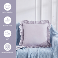 Housse de coussin en satin à volants romantiques, douce et soyeuse, pour la décoration de salon d'appartement