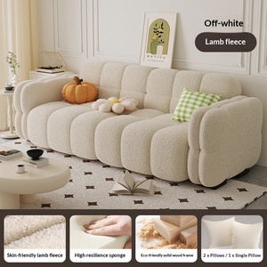 Sofá de <span class=keywords><strong>Dos</strong></span> <span class=keywords><strong>Plazas</strong></span> Marshmallow para Apartamentos Pequeños, Uso en Sala de Estar, Tapizado en Tela, Estructura de Madera Sólida, No Requiere Ensamblaje - Product Image 5