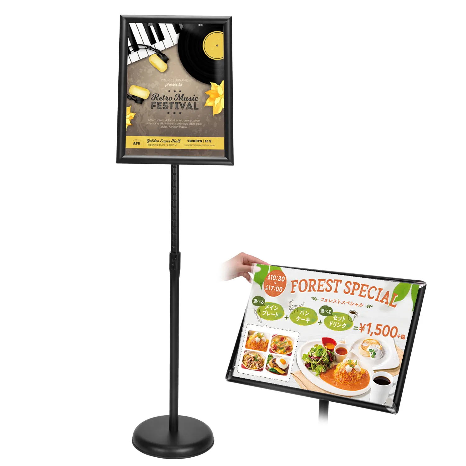 CYDISPLAY a4 poster stand floor sign holder t shaped clip frame aluminium heavy duty poster advertising stand for promotional