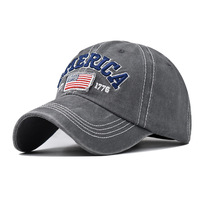 Gorra de Béisbol Clásica Estilo Vintage Desgastada con Bordado 3D de la Bandera de EE. UU., Gorra Deportiva