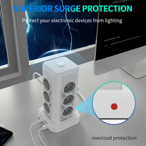 EU tiêu chuẩn 12 AC ổ cắm tháp điện dải USB Type-C nhiều ổ cắm bảo vệ quá tải cho bệnh viện công nghiệp sử dụng NEW ABS - Product Image 6