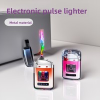Briquet électronique en métal transparent à dégradé de couleurs, coupe-vent, rechargeable, design moderne et minimaliste – Cadeau esthétique haut de gamme