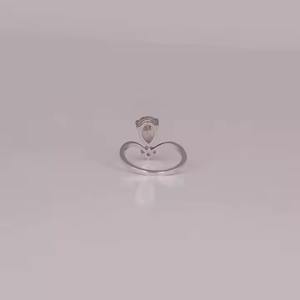 Bague de fiançailles en or massif 10 carats certifiée, poire rose et diamant de laboratoire taillé en rond, plaqué or et personnalisable - Product Image 2