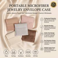 Étui de voyage portable en microfibre pour bijoux, pochette en daim pour colliers et bracelets, design minimaliste