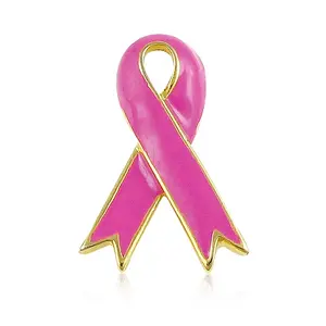 Pin Kerah Pita Pink Kesadaran Kanker Logam dengan Warna Enamel