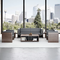 Ensemble de canapés de bureau modulaires en cuir de style nordique européen moderne, mobilier de réception commercial pour bureaux