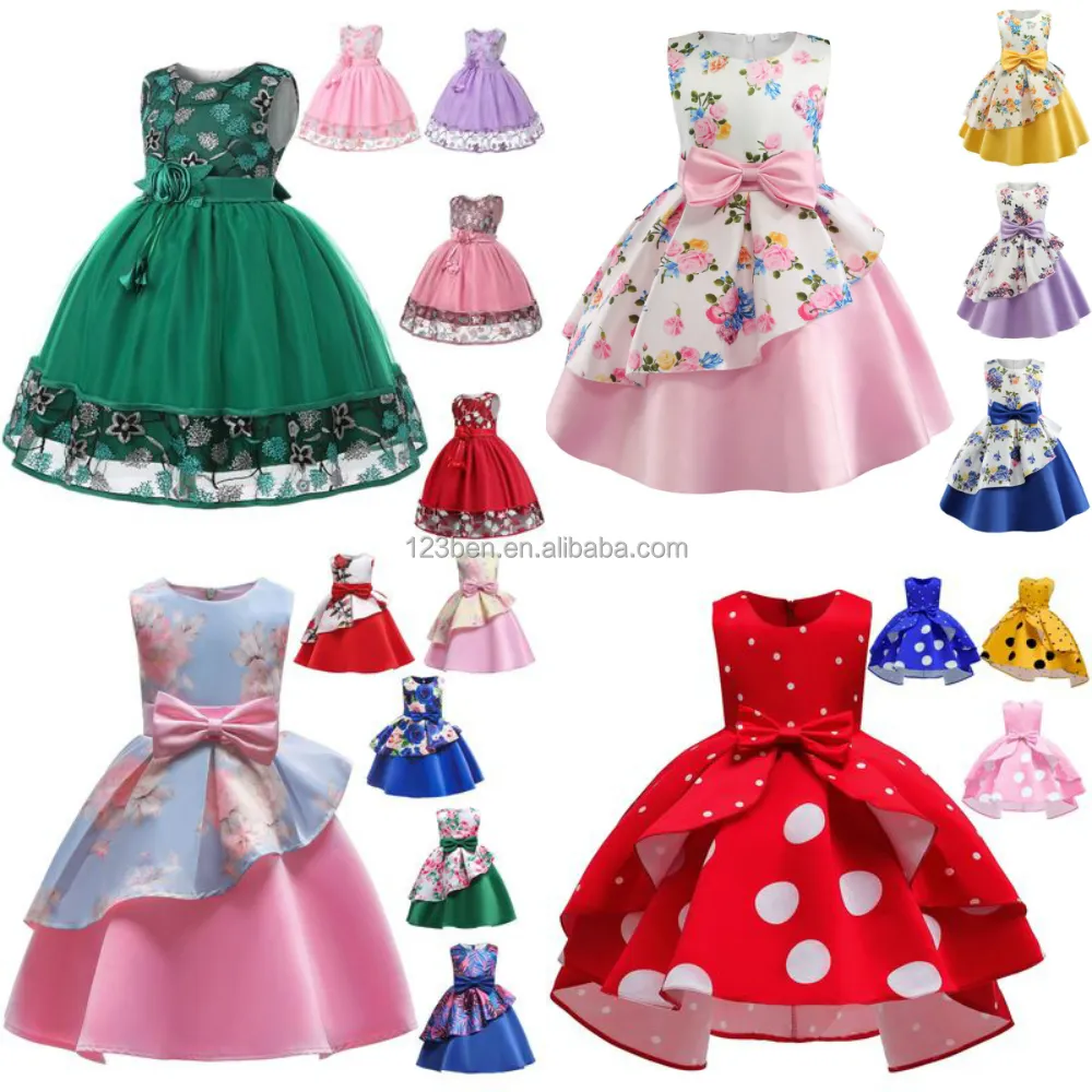2023 Western flower girl dress patterns for party kids Dark blue dresses for weddings Elegant Style princess dress for prom