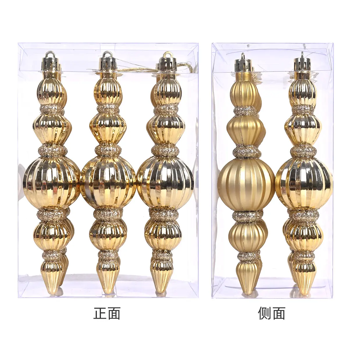 Set di palline di albero di natale con ciondolo a forma di palla di plastica opaca elettrolitica a forma di palla di natale affusolata