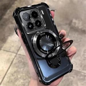 Para <span class=keywords><strong>Xiaomi</strong></span> 15 T Pro funda a prueba de golpes soporte magnético funda de teléfono para <span class=keywords><strong>Mi</strong></span> 15 T 15 T 14T 13T Pro soporte transparente funda de silicona suave - Product Image 2