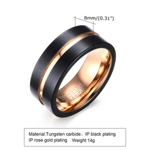 Joyería de moda <span class=keywords><strong>precio</strong></span> barato anillos de dedo de oro rosa al por mayor hombres <span class=keywords><strong>anillo</strong></span> de hombre de carburo de tungsteno Chapado en negro para fiesta - Product Image 5