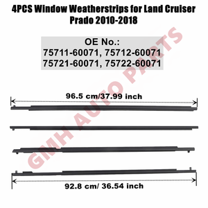 Cửa Cửa Sổ Bên Ngoài Con Dấu Cao Su Vành Đai Đúc Trims Đen Phía Trước Phía Sau Cho Toyota Land Cruiser Prado 150 Loạt 2010-2018 2019 2020 - Product Image 2