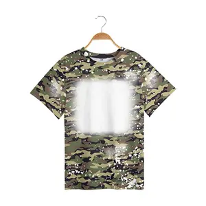 Ons Size Dye Sublimatie Blank Faux Gebleekte Camo Tshirt Aangepaste Logo Camouflage Patroon Tee Shirts