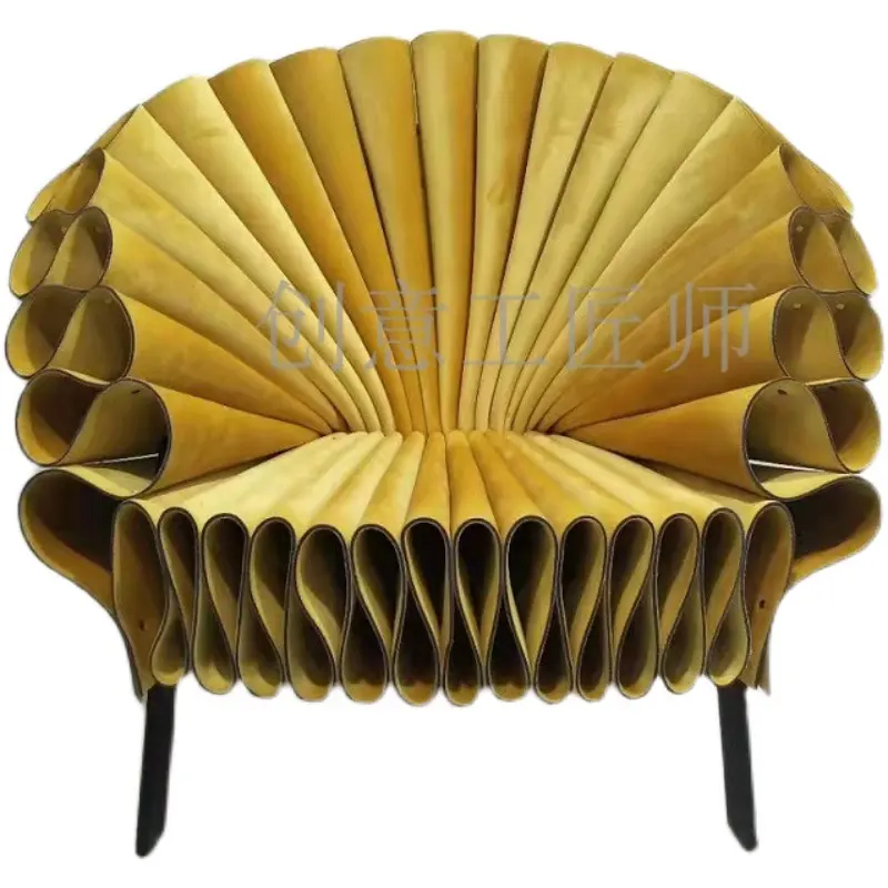 Designer hotel living room single peacock chair fan-shaped petals leisure lounge chair