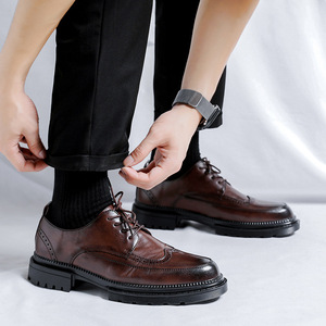 Nueva Tendencia: Zapatos de Hombre de Cuero Genuino, Punta Cerrada, Brillantes, para Otoño, Estilo Británico, Deportivos, Casuales, Sin Cordones, Ligeros, Antideslizantes y Transpirables - Product Image 5