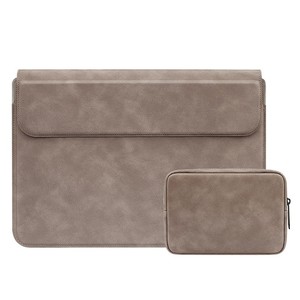 กระเป๋าใส่แล็ปท็อปขนาด 13-14 นิ้ว สำหรับ MacBook  วัสดุหนัง PU กันน้ำ  แบบด้าน  พร้อมขาตั้งและช่องใส่ของเสริม - Product Image 3