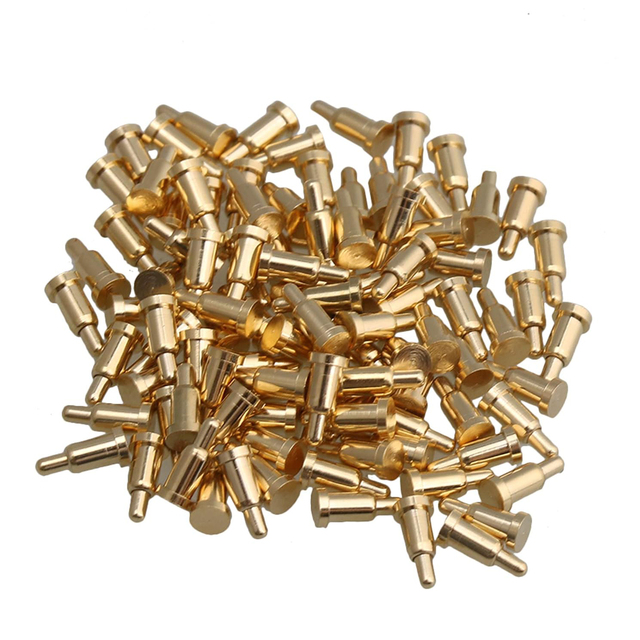 Custom 2mm Gold Plated Brass Pogo Pin Connector, 4.5mm Height Spring Loaded Current Probe