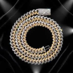 Collier chaîne cubaine bicolore sertie de zircons, plaqué rhodium, style hip-hop, avec perles, pour bijoux de fête unisexe - Product Image 2