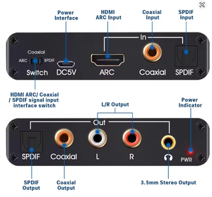 Livraison gratuite Extracteur audio ARC DAC ARC L/R Coaxial <span class=keywords><strong>SPDIF</strong></span> <span class=keywords><strong>Jack</strong></span> Extracteur Convertisseur de canal de retour, adapté pour Fiber RCA 3.5mm - Product Image 2