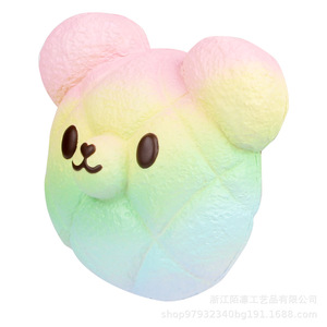Pu Foam Bear Head Bread Shape Stress Relief Slow <b>Rebound</b> Decor Holiday Gift - Product Image 3