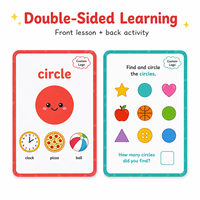 Cartes flash éducatives pour enfants, personnalisées par le fabricant, avec impression multilingue, lettres et mots, reliées en anneau, pour le développement cognitif