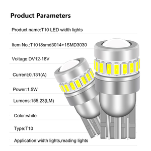 टी 10 सुपर ब्राइट एलईडी लैंप 12 वी कैबस वेज बल्ब 18smd 3014 और 1smd 3030 प्रोजेक्टर ने कार इंटीरियर नई स्थिति के लिए प्रकाश का नेतृत्व किया - Product Image 5