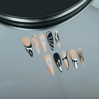 Uñas artificiales hechas a mano, pintadas a mano estilo ala de mariposa de estrella de cinco puntas, fábrica reutilizable de alta calidad al por mayor.