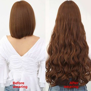 Peluca de una Pieza para Mujer, de Seda Sintética Resistente al Calor, Voluminosa, <span class=keywords><strong>Invisible</strong></span>, sin Marcas, Cabello Largo y Rizado - Product Image 2