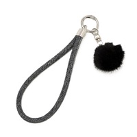 Porte-clés en cuir avec pompon en peluche pour l'automne/hiver, breloque de sac, ornement décoratif polyvalent et tendance