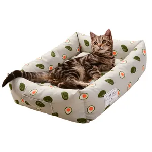 Квадратная кровать для домашних животных, кошачье гнездо, креативная подушка из ротанга для собак, дышащие кровати для домашних животных с кубиками