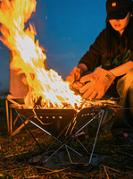 Barbecue portable pliable en acier inoxydable BLACKDEER avec foyer intégré pour chauffage au charbon d'été et d'hiver en extérieur