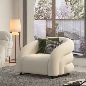 Atunus Boucle Accent Chair Living Room Bedroom Single <b>Sofa</b> Velvet Leather Unique Shape Lazy <b>Sofa</b> Leisure Floor Lounge Chair - Product Image 2