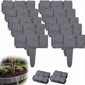 Clôture <span class=keywords><strong>de</strong></span> <span class=keywords><strong>jardin</strong></span> moderne <span class=keywords><strong>en</strong></span> plastique emboîtable, étanche, aspect <span class=keywords><strong>pierre</strong></span>, sans creuser, pour aménagement paysager, <span class=keywords><strong>bordure</strong></span> <span class=keywords><strong>de</strong></span> pelouse, assemblage DIY, économique - Product Image 2