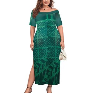 Pacific Island Dresses Women Micro polinesia Mumu Dress Set hawaiana Design tropicale Maxi gonna con <span class=keywords><strong>maniche</strong></span> corte e spacco - Product Image 1
