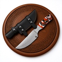 Couteau de chasse artisanal en acier Damas avec manche en bois et étui en cuir personnalisable pour usage extérieur, options OEM et DIY