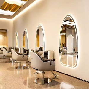 Miroir de coiffure moderne en verre, durable, sur pied, mobilier de salon commercial - Product Image 2