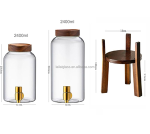 Pichet à Boissons en Verre avec Couvercle en Bois, Grand Récipient pour Limonade, Distributeur <span class=keywords><strong>de</strong></span> Boissons pour Fêtes, Mariages, Bars, Liquides - Product Image 6