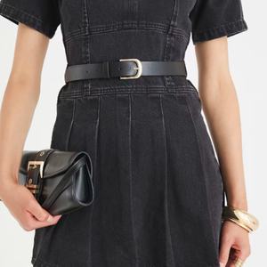 Minivestido Floral Vintage 100% Algodón, Negro, Vaquero, Manga Corta, Plisado, Halter, Estilo Natural - Product Image 3